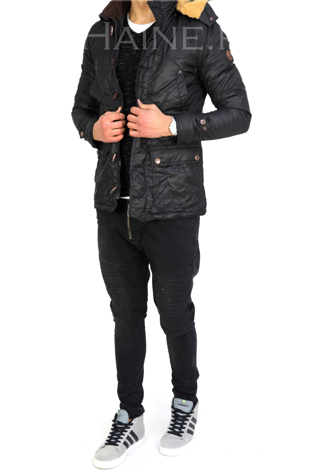 Geaca barbati groasa neagra ZR 7682 D0-3